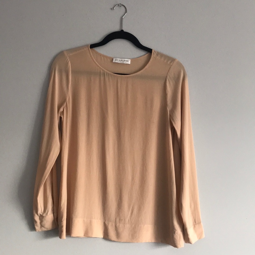 Everlane Silk Long-Sleeve Tee in Blush